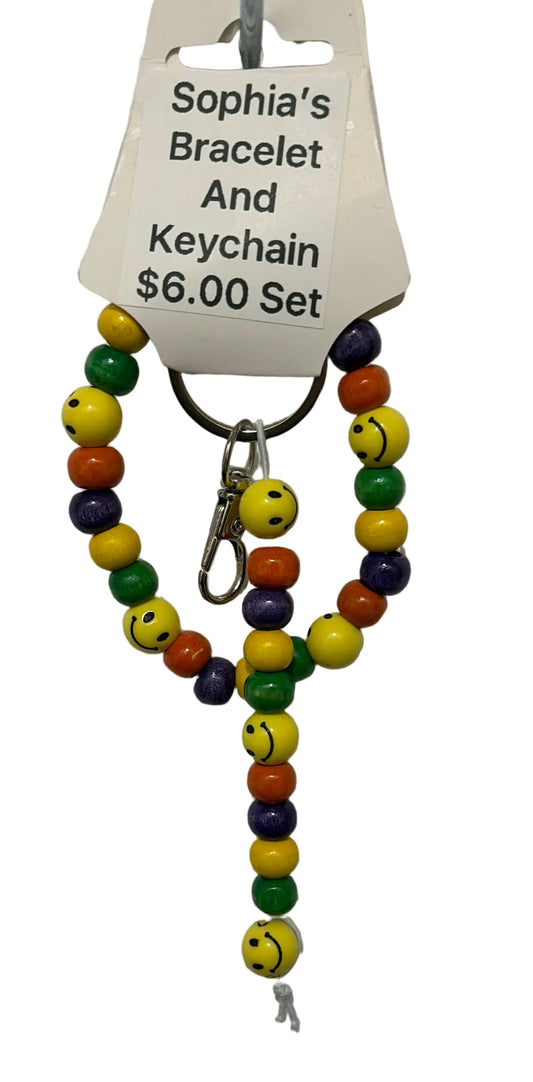 Multicolor kids bracelet and keychain