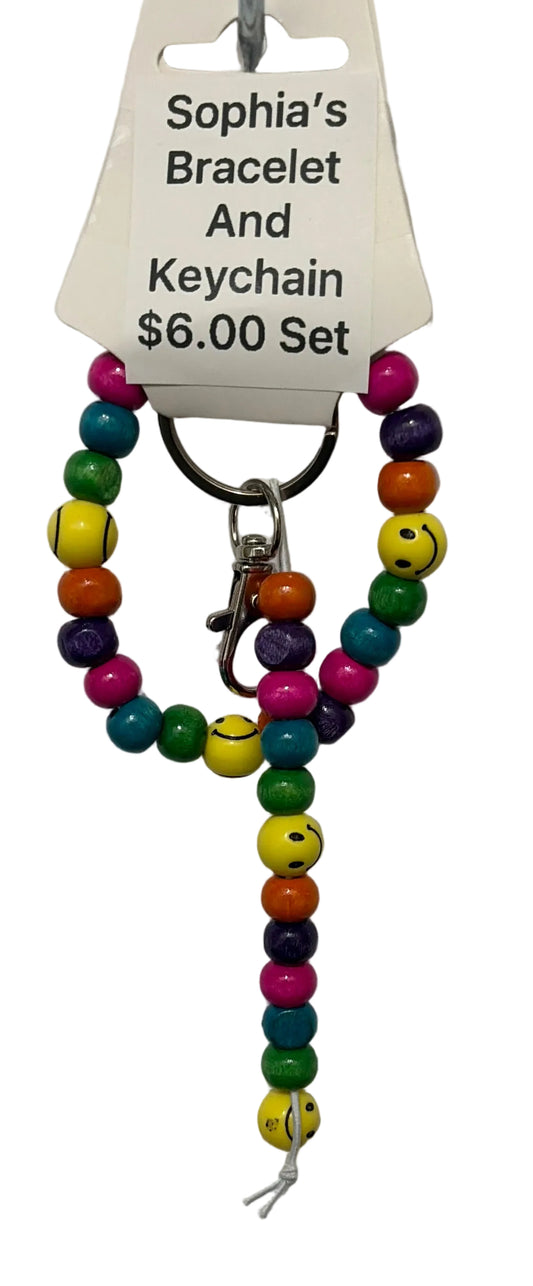 Multicolor bracelet and keychain (kids)