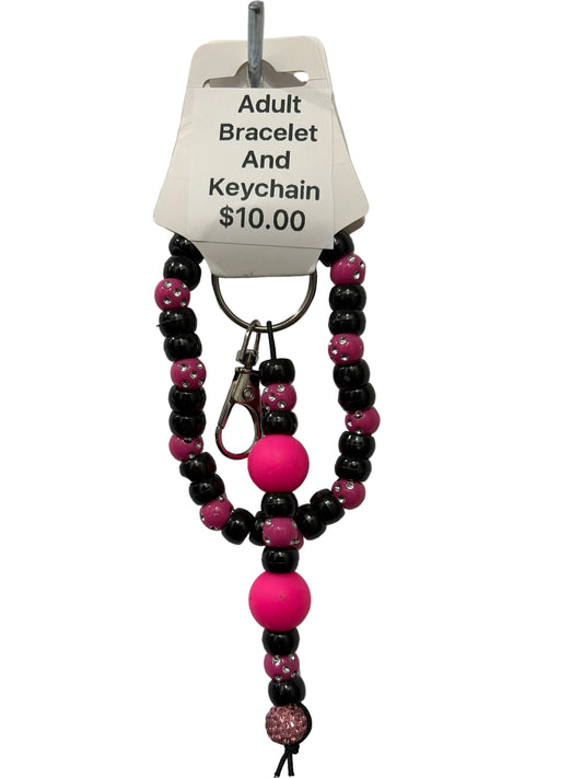 Bracelet and keychain (Hot pink)